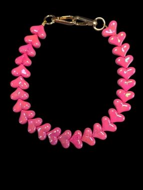 Pink Heart Bead Bag Chain